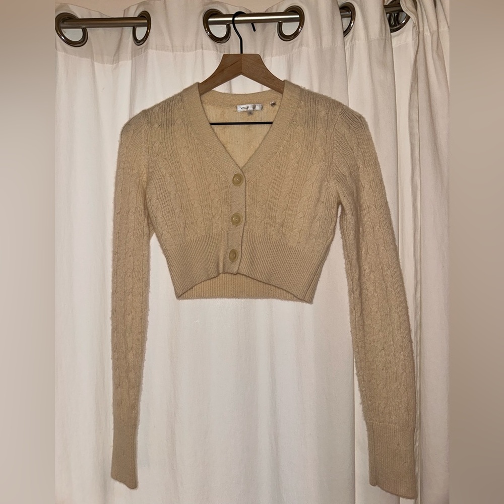 Vince Cropped Cream Swearer Size S